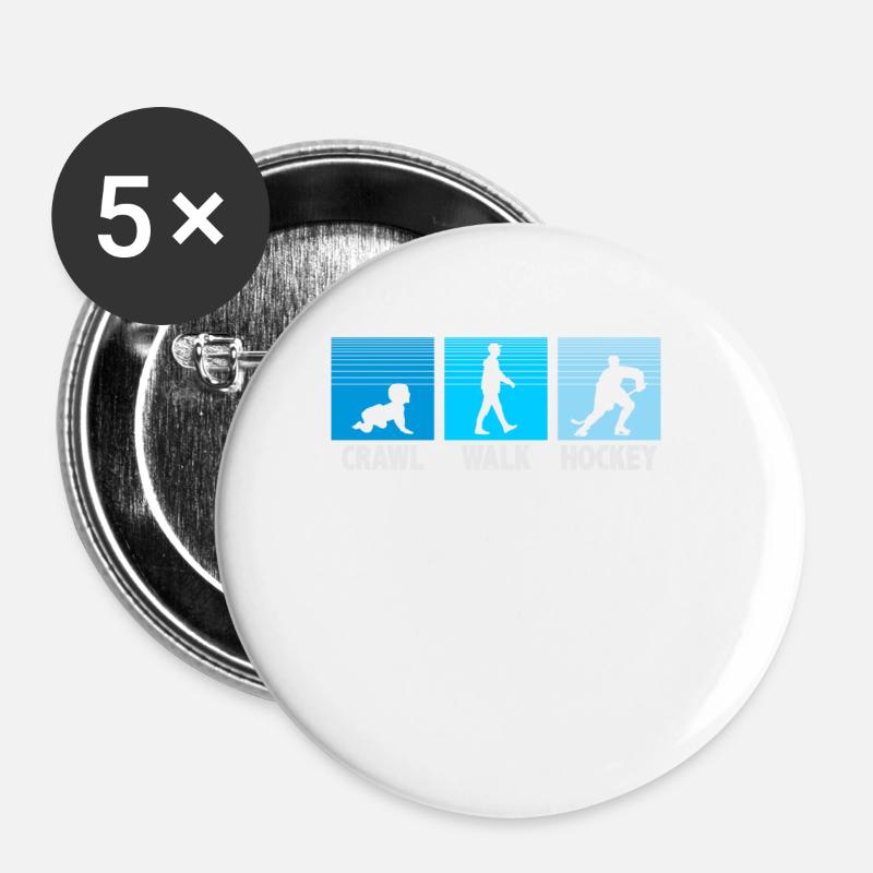 Hockey - Buttons klein 25 mm (5er Pack) - Weiß