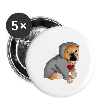 French bulldog - Buttons small 1''/25 mm (5-pack) - white - Front