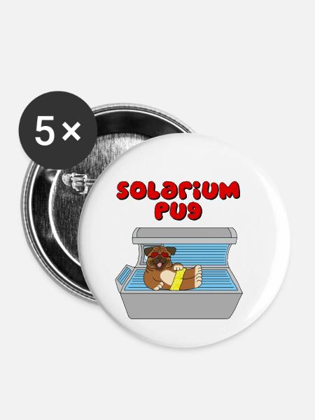 solarium mops pug - Buttons klein 25 mm (5er Pack) - Weiß