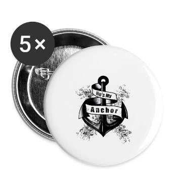 er ist mein anker - Buttons klein 25 mm (5er Pack) - Weiß - Vorne