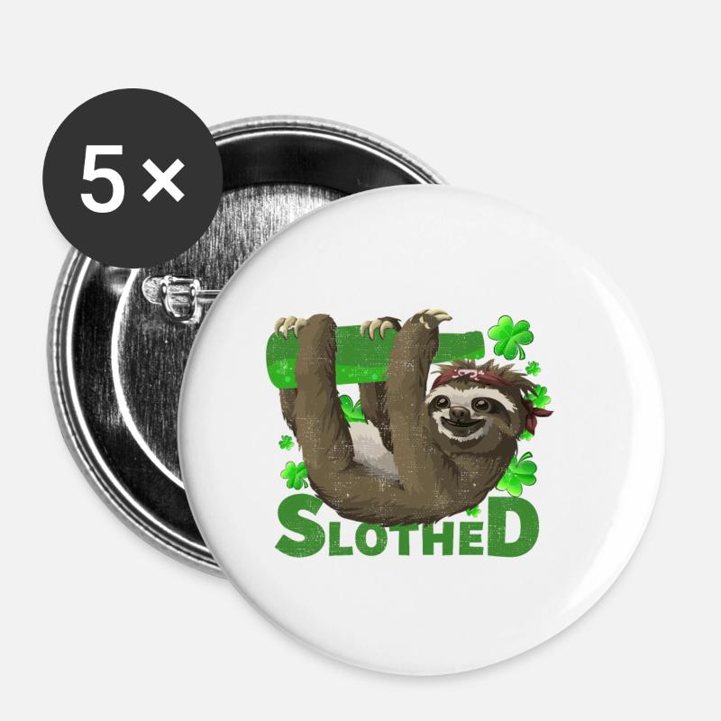 Let's Get Slothed - St Patrick's Day - Buttons small 1''/25 mm (5-pack) - white