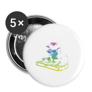 Coole Vintage Musik Produzenten DJ Katze - Buttons klein 25 mm (5er Pack) - Weiß - Vorne