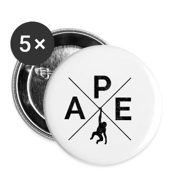 APE Monkey Affe Primat Afrika Wildtier Geschenk - Buttons klein 25 mm (5er Pack) - Weiß - Vorne
