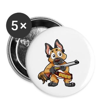 Jäger Jagdhund Schrotflinte Patronen Jagd Geschenk - Buttons klein 25 mm (5er Pack) - Weiß - Vorne