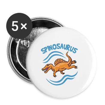 Dinosaur Spinosaurus Comic Logo Swimmer Dino - Buttons small 1''/25 mm (5-pack) - white - Front