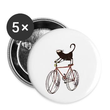 Freche Katze lässt sich chauffieren - Buttons klein 25 mm (5er Pack) - Weiß - Vorne