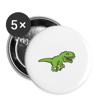 Dinosaurier Tyrannosaurus Rex Dino T-Rex Comic - Buttons klein 25 mm (5er Pack) - Weiß - Vorne