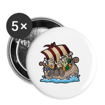 Wikinger auf einem Wikingerschiff Boot Geschenk - Buttons klein 25 mm (5er Pack) - Weiß - Vorne
