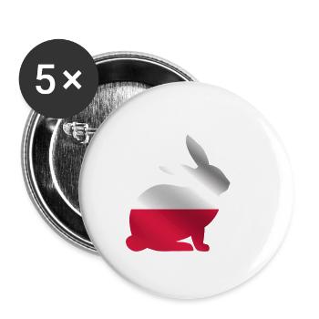 Polska Hase | Polen Polnische Flagge - Buttons klein 25 mm (5er Pack) - Weiß - Vorne