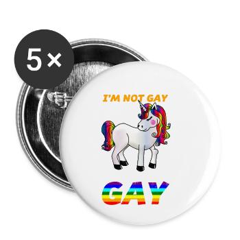 GAY Unicorn - Lot de 5 petits badges (25 mm) - blanc - Devant
