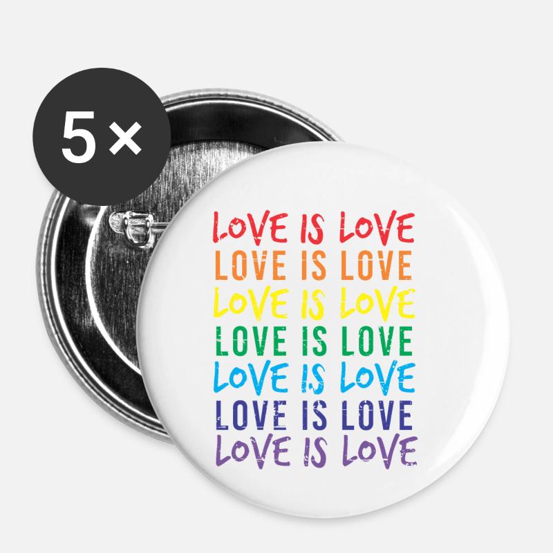 LOVE IS LOVE - Buttons small 1''/25 mm (5-pack) - white