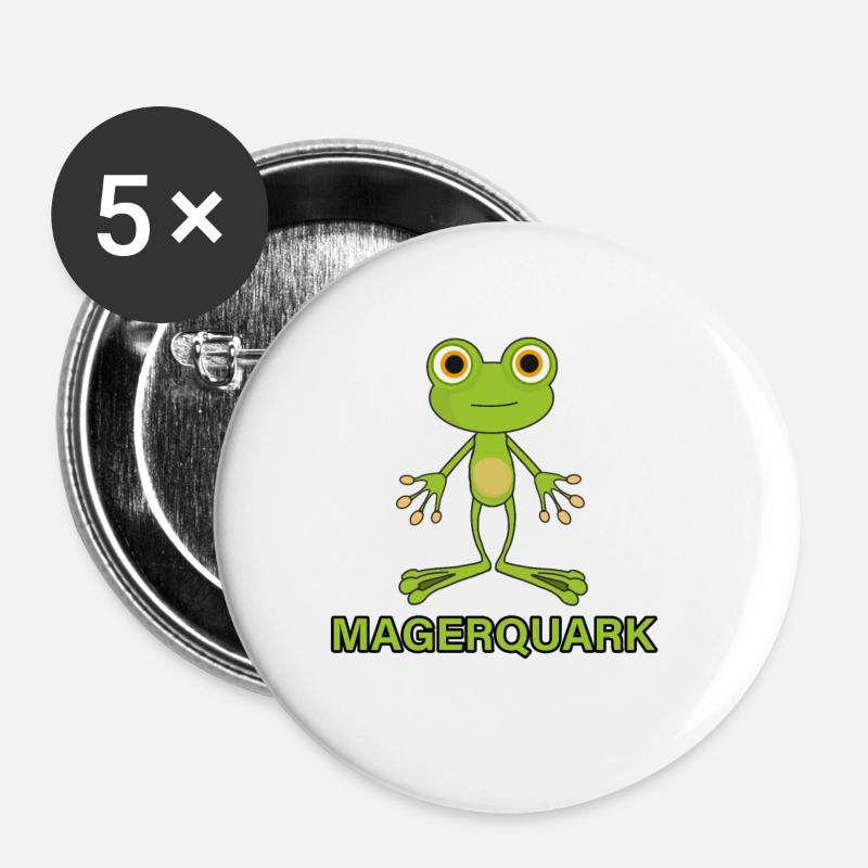 Frosch Wortspiel Witz Magerquark Lustig Geschenk - Buttons klein 25 mm (5er Pack) - Weiß