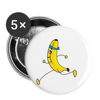 Banana running cartoon - Buttons small 1''/25 mm (5-pack) - white - Front
