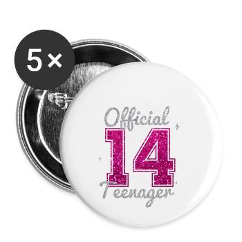 TEENAGER 14 Jahre 2006 14. Geburtstag Geschenk - Buttons klein 25 mm (5er Pack) - Weiß - Vorne