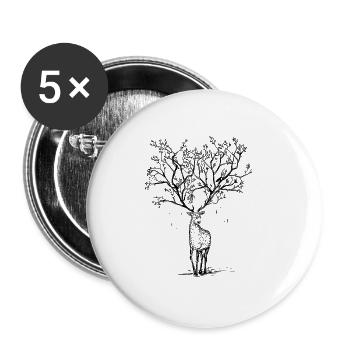 Deer antler tree illustration forest gift - Buttons small 1''/25 mm (5-pack) - white - Front