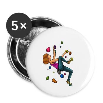 Escalade salle d’escalade escalade Bouldern cadeau - Lot de 5 petits badges (25 mm) - blanc - Devant