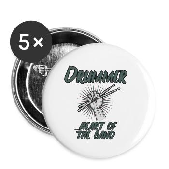 Drummer Drummer Band Gift Drums - Buttons small 1''/25 mm (5-pack) - white - Front