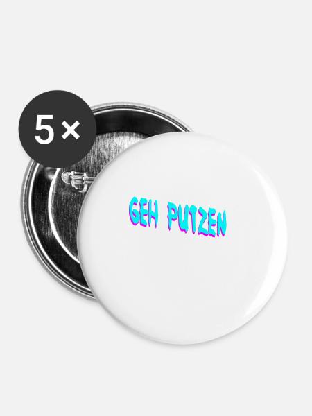 Geh Putzen - Buttons klein 25 mm (5er Pack) - Weiß