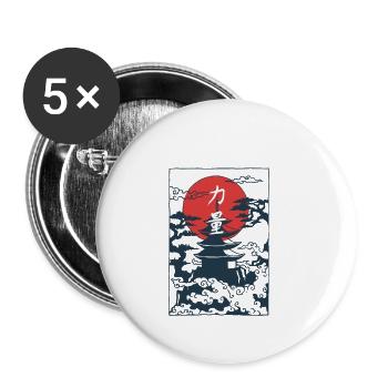 Kyoto Japanischer Altstadt Tempel T-Shirt - Buttons klein 25 mm (5er Pack) - Weiß - Vorne