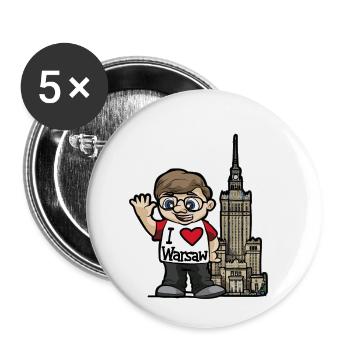 I LOVE WARSAW Warsaw Poland Pole Polish Tourist - Buttons small 1''/25 mm (5-pack) - white - Front