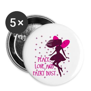 Peace love and fairy dust 01 - Buttons small 1''/25 mm (5-pack) - white - Front