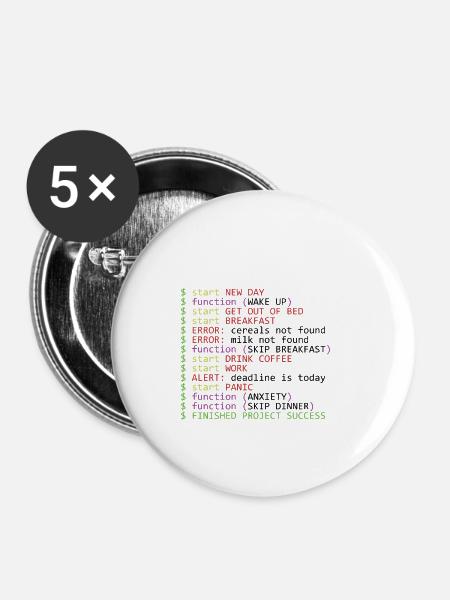 Monday Programmer - Buttons klein 25 mm (5er Pack) - Weiß