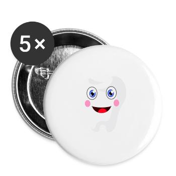 Cute Baby Tooth - milk tooth dentist - Buttons small 1''/25 mm (5-pack) - white - Front