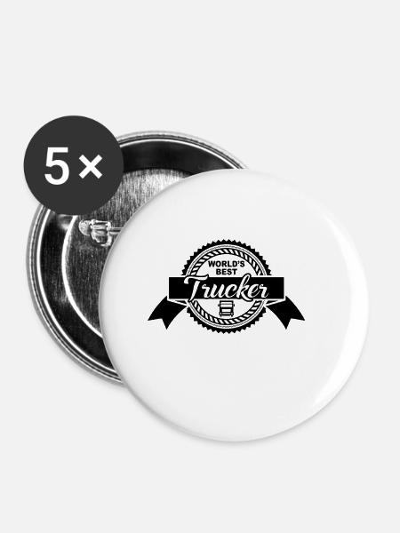 Trucker Fernfahrer - Buttons klein 25 mm (5er Pack) - Weiß