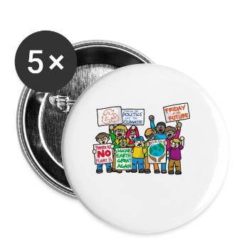 FRIDAY FOR FUTURE Umweltschutz Klimaschutz - Buttons klein 25 mm (5er Pack) - Weiß - Vorne