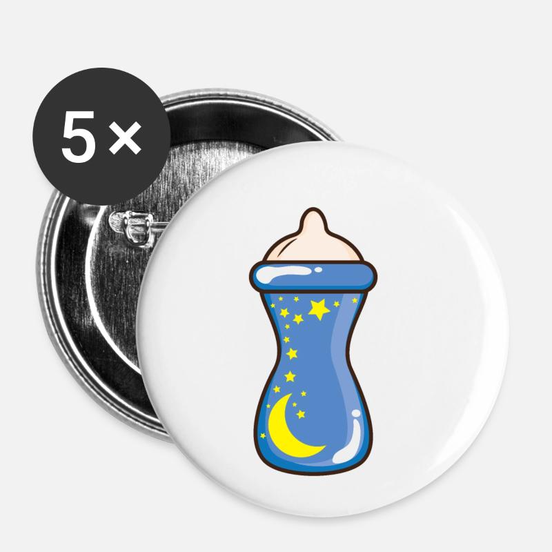 Cute baby bottle - Buttons small 1''/25 mm (5-pack) - white