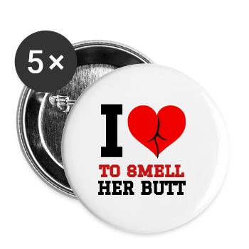 Funny Perverted Smell Butt Design For Buttman - Buttons small 1''/25 mm (5-pack) - white - Front