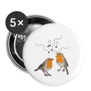 Singing robins - Buttons small 1''/25 mm (5-pack) - white - Front