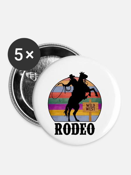 Rodeo Wilder Westen - Buttons klein 25 mm (5er Pack) - Weiß