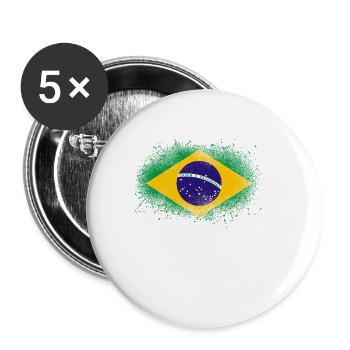 Brazil grunge Brazilian flag gift - Buttons small 1''/25 mm (5-pack) - white - Front