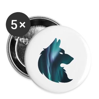 Aurora der Wolf - Buttons klein 25 mm (5er Pack) - Weiß - Vorne