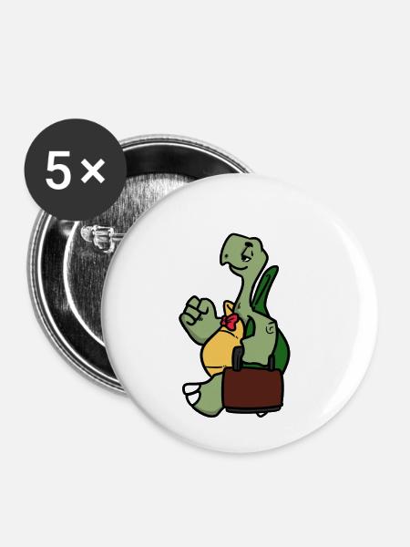 Worker Turtle - Buttons klein 25 mm (5er Pack) - Weiß