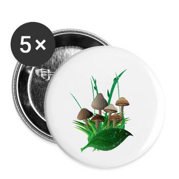Botanical Wild Mushrooms Mushroom Picker Mycology - Buttons small 1''/25 mm (5-pack) - white - Front