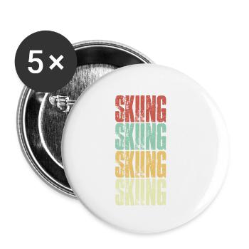 Ski ski - Lot de 5 petits badges (25 mm) - blanc - Devant