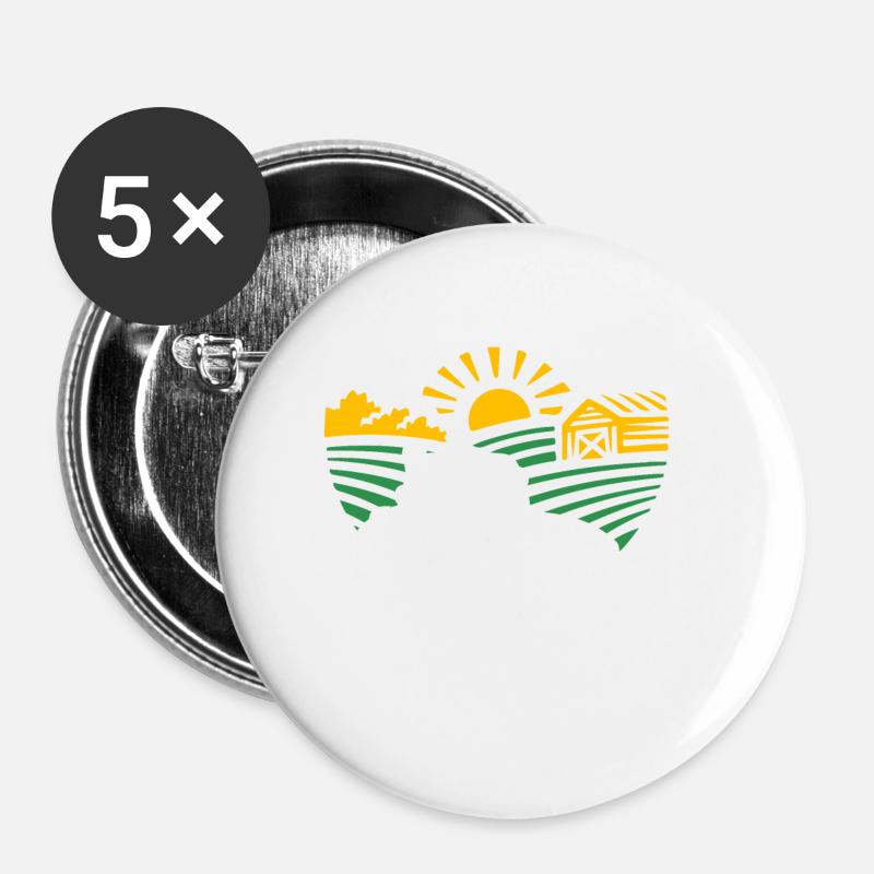 Tractor agriculture farmer gift · tractor - Buttons small 1''/25 mm (5-pack) - white