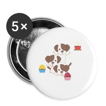 Jack Russel - Terrier - Kuchen - Cupcake - Buttons klein 25 mm (5er Pack) - Weiß - Vorne