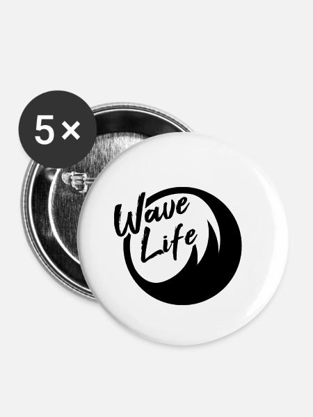 Surfing - Buttons klein 25 mm (5er Pack) - Weiß