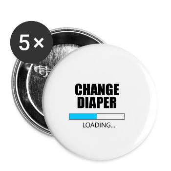 Change Diaper Loading - Buttons klein 25 mm (5er Pack) - Weiß - Vorne