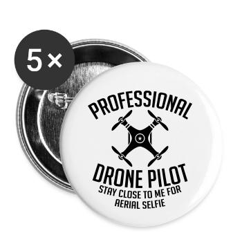Professional Drone Pilot - Buttons small 1''/25 mm (5-pack) - white - Front