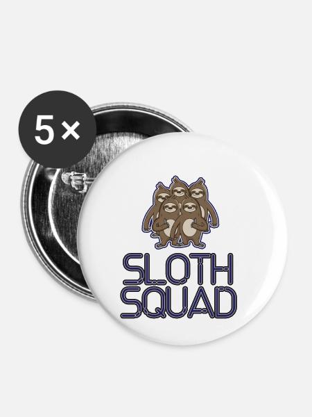 Sloth Squad - Buttons klein 25 mm (5er Pack) - Weiß