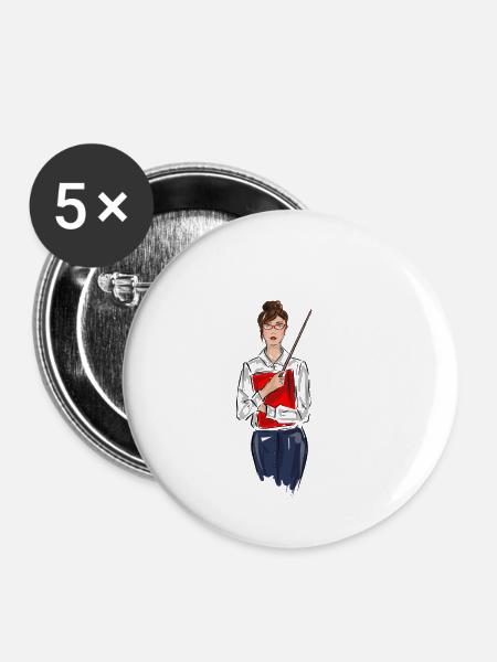 Lehrerin - Buttons klein 25 mm (5er Pack) - Weiß