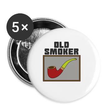 Pipe Smoking TShirt pour fumeur de pipe Vieux fumeur - Lot de 5 petits badges (25 mm) - blanc - Devant