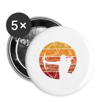 Bogenschießen Schießsport Vintage Retro Geschenk - Buttons klein 25 mm (5er Pack) - Weiß - Vorne