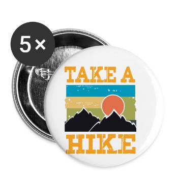 Wandern Hiking - Buttons klein 25 mm (5er Pack) - Weiß - Vorne