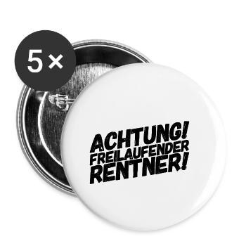 Rentner Rentnerin Lustige Sprüche Achtung - Buttons klein 25 mm (5er Pack) - Weiß - Vorne