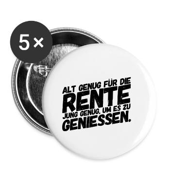 Rentner Rentnerin Lustige Sprüche Genießen - Buttons klein 25 mm (5er Pack) - Weiß - Vorne